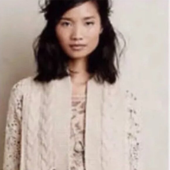 Anthropologie Angel Of The North Crocheted Wool Cardigan. Large. Like New - Picture 7 of 8